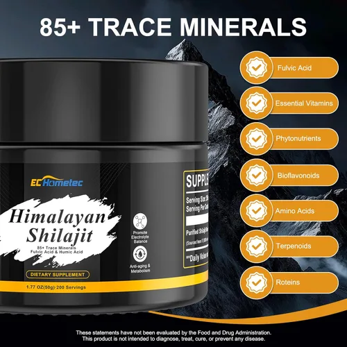 Vista 7 de Shilajit - Resina orgánica pura del Himalaya, resina Shilajit con ácido fúlvico y más de 85 minerales traza para energía, sistema inmunológico