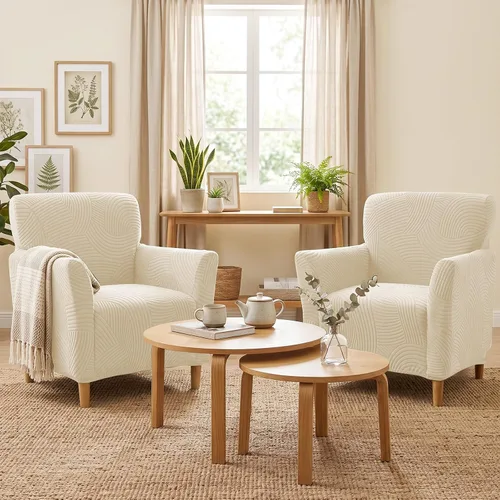 Vista 2 de Fundas elásticas para sillón, fundas estampadas para silla de banquete con brazos, fundas suaves para silla de sala de estar, protector de muebles