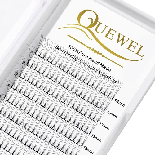Vista 63 de QUEWEL Extensiones de Pestañas Prehechas en Ventilador, Extensiones de Pestañas Prehechas 3D de 0.07mm de Grosor, Rizado C, 8mm de Volumen