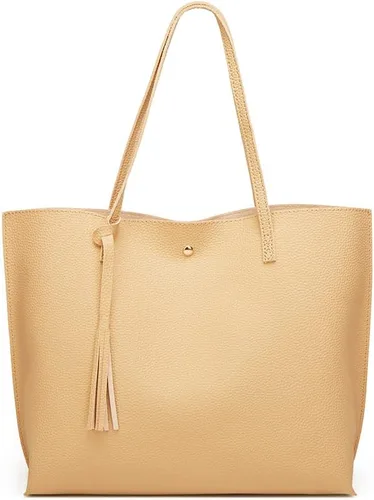 Vista 12 de Dreubea - Bolsa de hombro y de mano de piel sintética suave para mujer, con borla, de gran capacidad