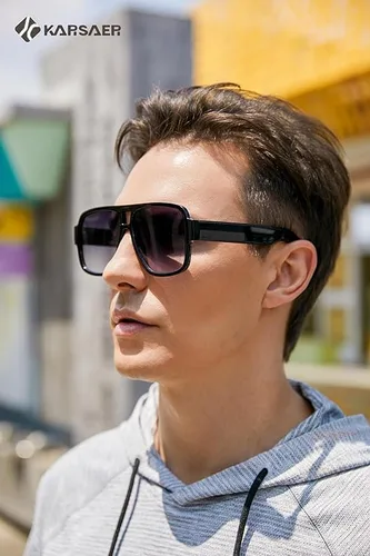 Vista 2 de Karsaer Gafas de aviador inspiradas en los años 70 para hombres y mujeres, marco cuadrado de doble puente, diseño de piloto audaz K7123