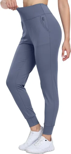 Vista 4 de WHOUARE Pantalones deportivos para mujer, leggings deportivos de entrenamiento con bolsillos, cintura alta, pantalones de yoga para gimnasio, correr