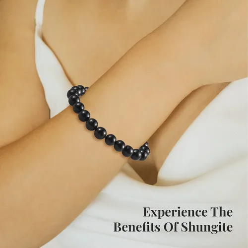 Vista 3 de SHOP LC DELIVERING JOY Beads Pain Relief Meditation Anxiety Karelian Shungite Stretch Beaded Bracelet for Women Jewelry Birthday for Women