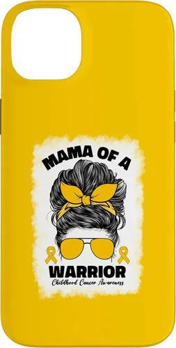 Vista 15 de Mama of A Warrior Messy Bun Mom Childhood Cancer Awareness Case for iPhone 17