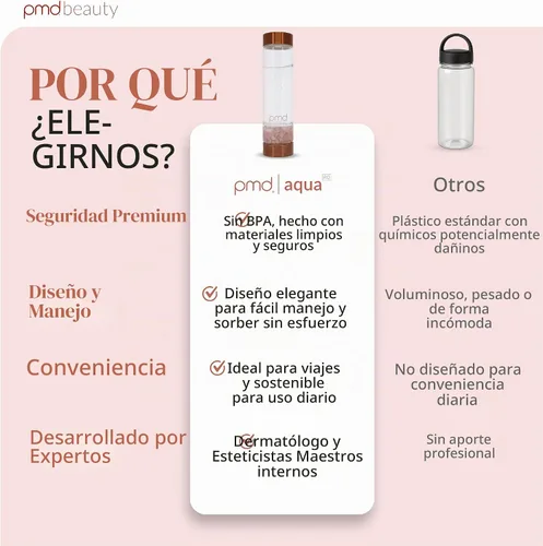 Vista 7 de PMD Beauty Botella de agua de vidrio Aqua con cuarzo rosa grado A de 16.2 onzas, botella de vidrio reutilizable, sin BPA, diseño minimalista