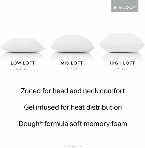 Vista 6 de Z ZONED GEL DOUGH - Almohada de espuma viscoelástica con infusión de gel, tamaño King, Mid Loft