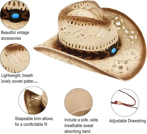 Vista 34 de Sombrero vaquero de paja con banda decorada, para disfraces de niños, de Simplicity