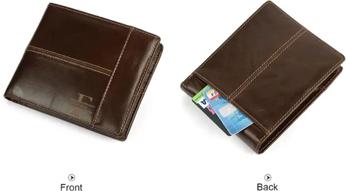 Vista 2 de Gemszoo Cartera personalizada con nombre inicial con nombre grabado, tarjetero RFID de cuero genuino para hombres, padre, Estilo 1, Casual