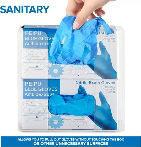 Vista 4 de Stock Your Home Dispensador doble de guantes acrílicos, estante para caja de pañuelos, soporte de pared para guantes, para cocina, armario