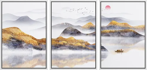 Vista 22 de NWT Lienzo enmarcado para pared, juego de arte en acuarela pastel, bosque de montaña oscura, naturaleza silvestre, ilustraciones de arte moderno
