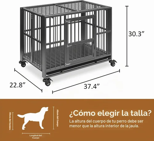 Vista 6 de Polar Aurora Jaula para perros resistente, perrera plegable e indestructible, jaula para perros extra grande a prueba de escapes con ruedas