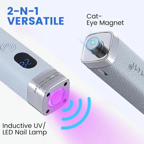 Vista 2 de Quaferen Mini luz UV de mano para uñas de gel con soporte, lámpara de uñas recargable de curación flash con sensor automático, imán de ojo de gato