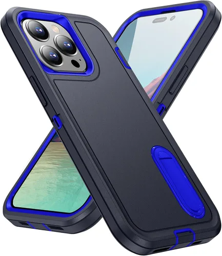 Vista 20 de IDweel Funda para iPhone 15 con soporte, protección resistente a los golpes, antiarañazos, delgada, ligera, protectora resistente, funda rígida