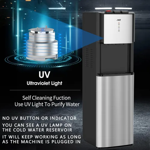 Vista 5 de IKT Dispensador de enfriador de agua autolimpiante, carga inferior para botella de 3-5 galones con bloqueo de seguridad para niños, pantalla LED