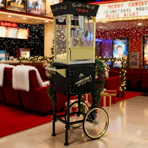 Vista 10 de Máquina comercial de palomitas de maíz con carrito, máquina de palomitas de maíz para cine con hervidor de 16 onzas, control de 3 interruptores