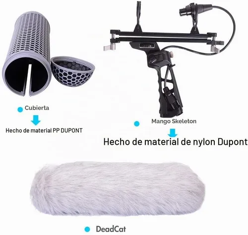 Vista 3 de Micolive Micrófono Parabrisas Blimp Estilo Proteger Jaula y Sistema de Suspensión de Montaje de Amortiguador Compatible con Rode NTG1 NTG2 NTG3