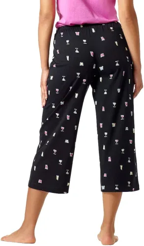 Vista 2 de HUE womens Basic Printed Knit Capri Pajama Sleep Pant, Made With Temperature Control Technology