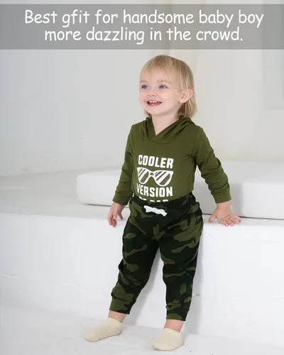 Vista 2 de NZRVAWS Baby Boy Clothes Newborn Boy Outfit 0 3 6 12 18 Months Toddler Hoodie Romper Long Pant Infant Clothing