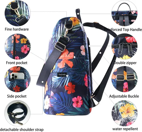 Vista 6 de Mochila para mujer, impermeable, de nailon, antirrobo, diseño de moda, grande, 15 pulgadas, convertible