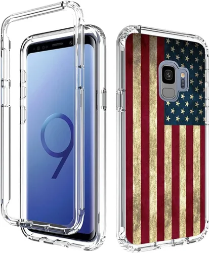 Vista 6 de Funda para Galaxy S9, Samsung S9 SM-G960U con protector de pantalla de vidrio templado, cuerpo completo, bonito diseño floral, a prueba de golpes