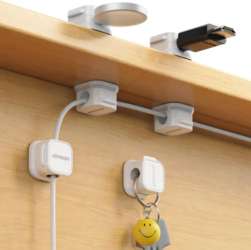 Vista 8 de Paquete de 12 Soportes Magnéticos para Cables, Organizador de Cables Clip para Cable para Gestión de Escritorio, JOYROOM Clip de Cable Ajustable