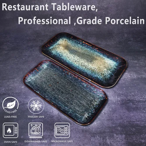 Vista 3 de Juego de platos de porcelana para cena, juego de 2, para fruta, postre, plato para aperitivos, pan, cupcake, ensalada - Apto para microondas
