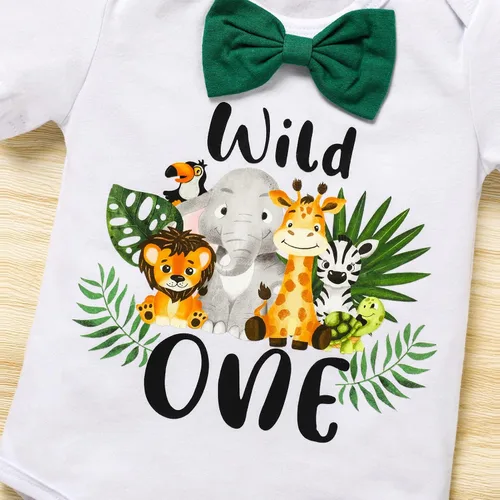 Vista 4 de GRNSHTS Ropa divertida de primer cumpleaños para bebé niño, mameluco con pajarita, mameluco para tartas