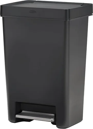 Vista 9 de Rubbermaid Serie Premier IV Contenedor de basura con tapa para pisar para el hogar y la cocina, 12.4 galones, tapa de acero inoxidable color carbón