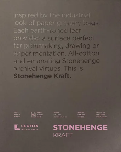 Vista 3 de Stonehenge Almohadilla de peso medio 100% algodón, Kraft, 250gsm, 15 hojas para medios secos (9 x 12)