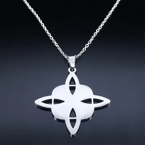 Vista 3 de Witchcraft Witch's Knot Necklace for Women Men Stainless Steel Triquetra Ancient Amulet Necklaces Jewelry Gifts Nudo De Bruja