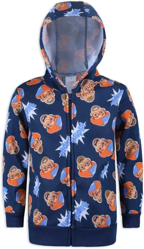 Vista 2 de Blippi Sudadera con capucha y cremallera para niños pequeños y pequeños, color azulnaranja