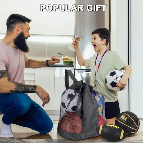 Vista 6 de Realspring Juego de 6 pelotas deportivas múltiples para niños y adolescentes, tamaño oficial, fútbol, voleibol, pelota de juegos infantiles, béisbol