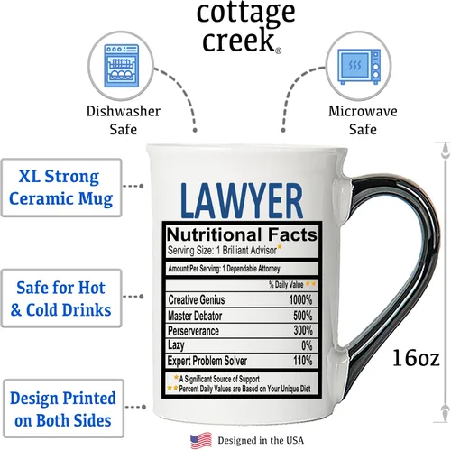 Vista 2 de Cottage Creek Taza de cerámica para abogado, taza de café de 16 onzas para mesa auxiliar, regalos para mamá, papá, marido, novio, regalos