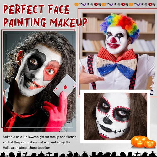 Vista 7 de IONSGAKO Kit de maquillaje de payaso Joker de Halloween, pintura corporal