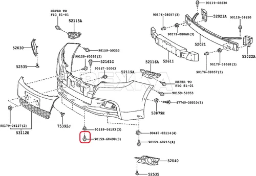 Vista 6 de Rexka Perno de tornillo de moldeo basculante para cubierta de parachoques para 90159-60498 Tacoma, Tundra, Highlander, RAV4, ES, GS, is, LS, RX