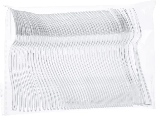 Vista 9 de WDF 300 piezas de plástico transparente mini tenedores de plástico transparente de 4 pulgadas tenedores de degustación de plástico Tenedores