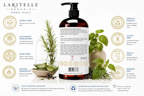 Vista 9 de Laritelle Cuidado orgánico del cabello, Champú Champú 17.5 onzas