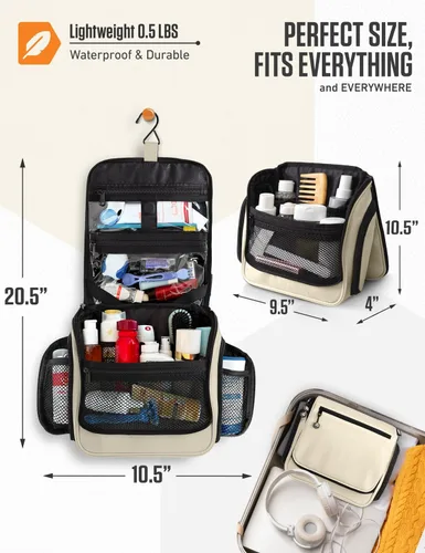 Vista 2 de VENTURE 4TH Neceser de viaje colgante para mujeres y hombres - Organizador grande de artículos de tocador con 18 compartimentos, bolsa extraíble