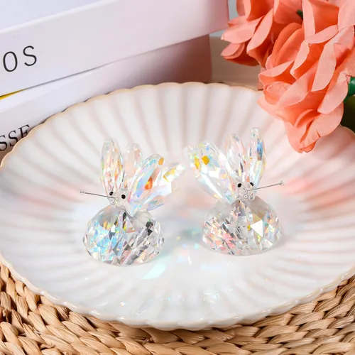 Vista 3 de Qianwei 2 figuras de mariposa de cristal, coloridas hechas a mano, regalos de mariposa para mujeres, animales de cristal, mariposas de cristal