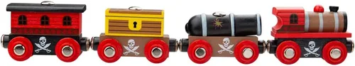 Vista 2 de Bigjigs Rail Tren pirata de madera: otras marcas principales de rieles de madera son compatibles