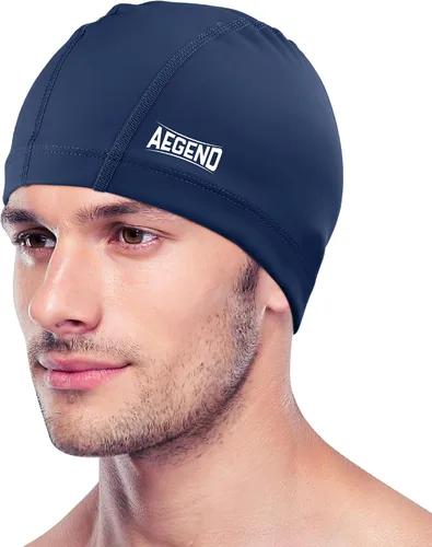 Vista 15 de Aegend Gorro de natación de tela, capa impermeable de silicona, gorra de natación de tela transpirable, mantiene el cabello seco con alta