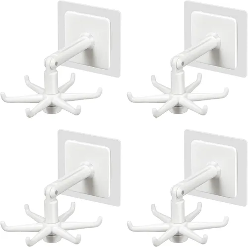 Vista 8 de Ganchos Portautensilios Colgantes Soporte para Utensilios de Cocina Gancho para Pared Montaje con Rotación de 360 Grados Gancho Plegable
