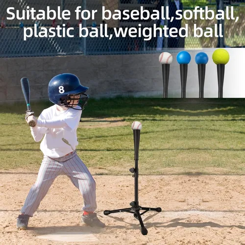 Vista 8 de Baseball Tee For Kids, Easy Adjustable Batting Tee From 20.85 to 31.30 Inches. Foldable and Stable Baseball Tees for Hitting with Portable Bag.