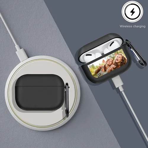 Vista 2 de Funda personalizada compatible con AirPods Pro con llavero, personaliza tu foto, texto, nombre para hombres y mujeres