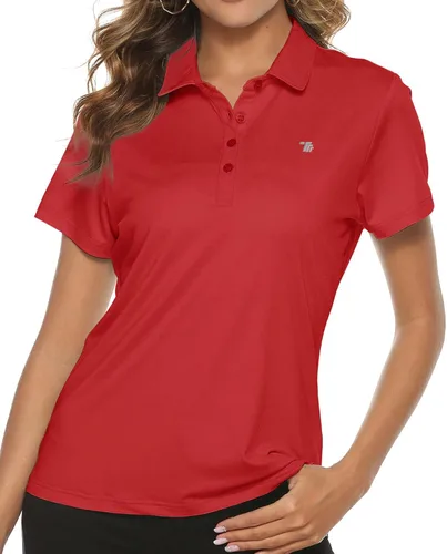Vista 33 de TBMPOY Camisetas polo de golf de manga corta para mujer, ligeras, con absorción de humedad, con cuello, T-shirt de secado rápido de 4 botones