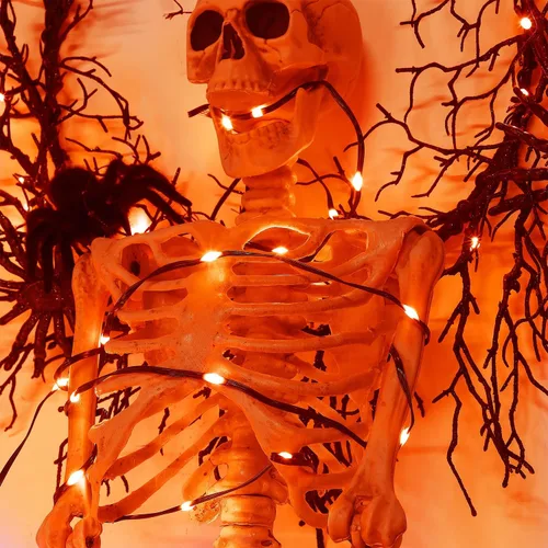 Vista 7 de WATERGLIDE - Extensión extralarga de 328 pies de luces de Halloween, 1000 luces LED para exteriores, luces de hada de alambre verde de PVC y cobre
