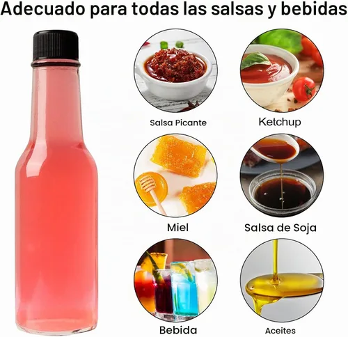 Vista 4 de HINGWAH Paquete de 30 botellas de salsa picante, botellas transparentes de 5 onzas