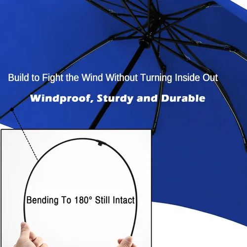 Vista 111 de LANBRELLA Paraguas plegable inverso compacto paraguas de viaje a prueba de viento automático