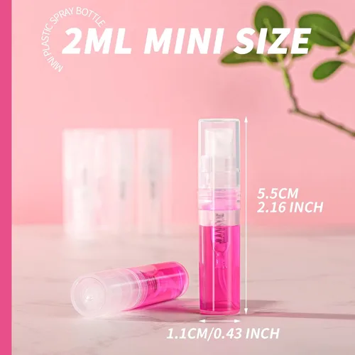 Vista 2 de Fandamei Mini botella de spray, paquete de 10 mini botellas de plástico de 0.1 fl oz vacías, perfume recargable de niebla fina, botella de spray