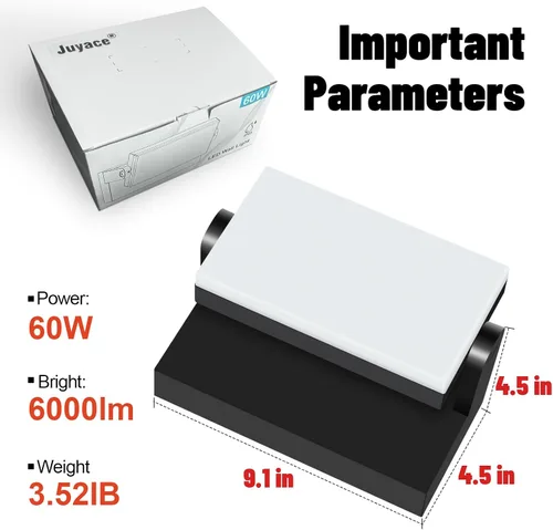 Vista 2 de Juyace Reflectores LED de 60W para Exteriores Luminaria de Pared Sin Fotocélula Equipos de Iluminación para Casa Rotacional 360° 6000lm 5000K IP65